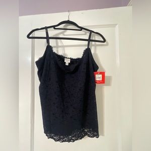 Issac Mizrahi-Navy lacy tank